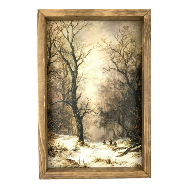 Lumberjacks in a Winter Forest <br>Framed Print