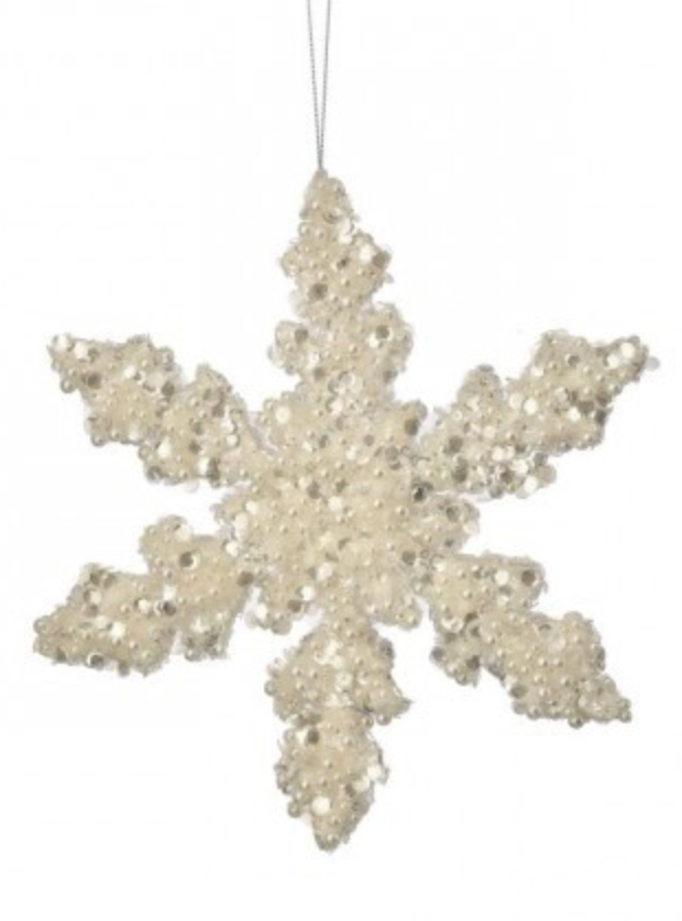 Iced Sequin Pearl Snowflake Ornament