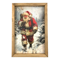 Santa Walking Through the Woods <br>Framed Print