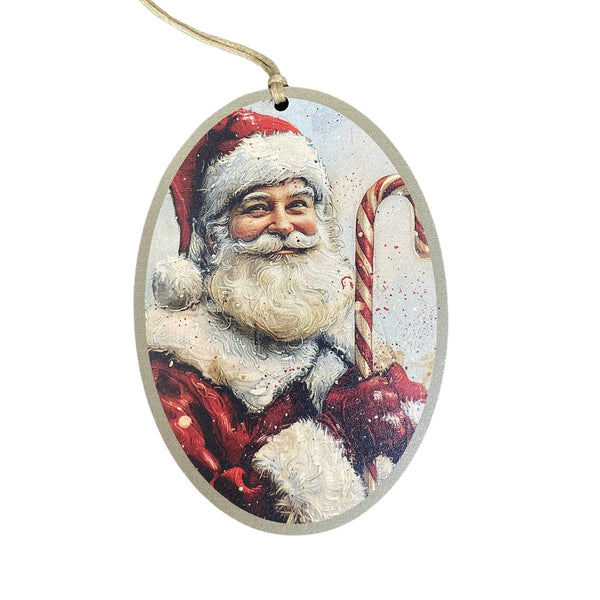 Santa with Candy Cane Ornament