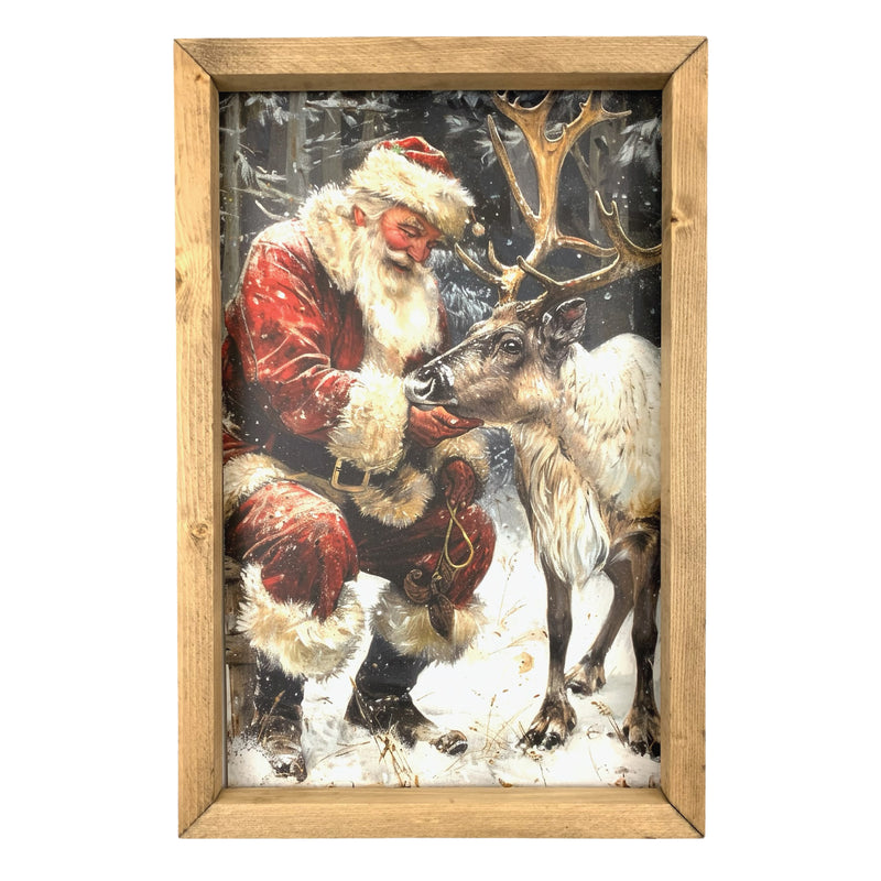 Santa with Reindeer <br>Framed Print