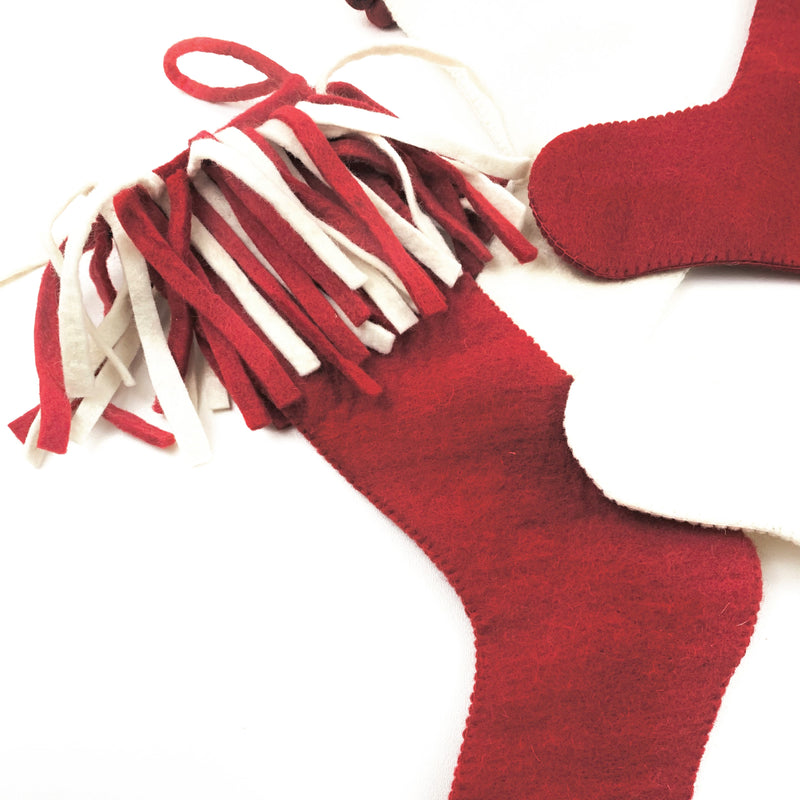 Fringe Trim Felt <br>Holiday Stocking