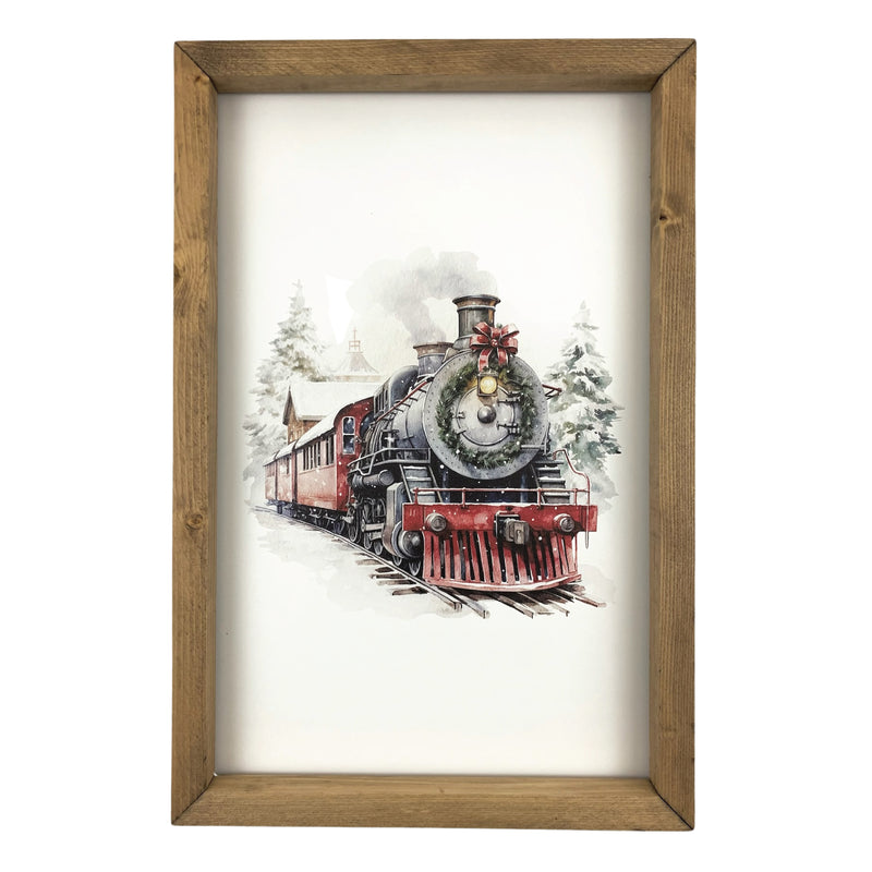 Watercolor Christmas Train <br>Framed Print