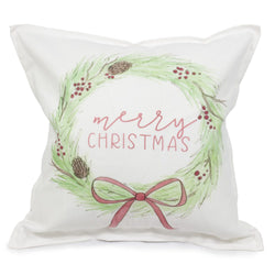 Merry Christmas Wreath Pillow