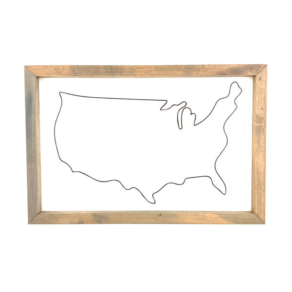 USA Outline Framed Art