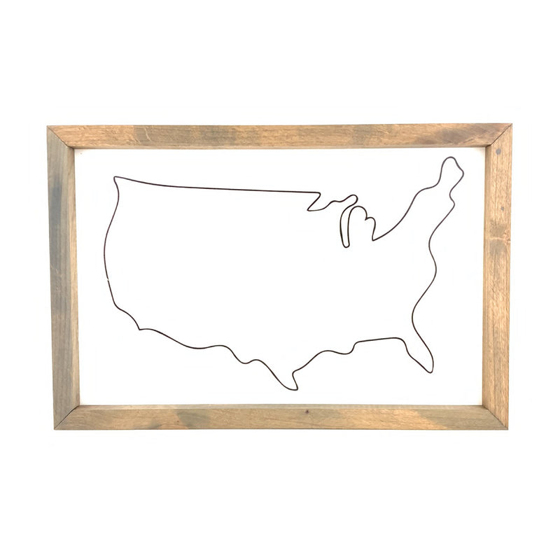 USA Outline Framed Art