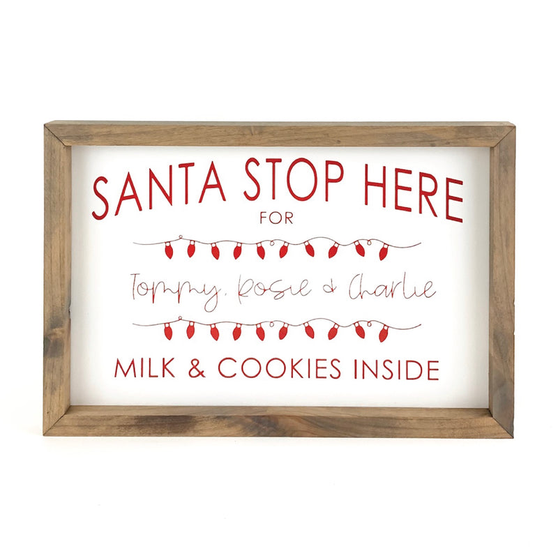 Santa Stop Here - Christmas Lights <br>Personalized Framed Print